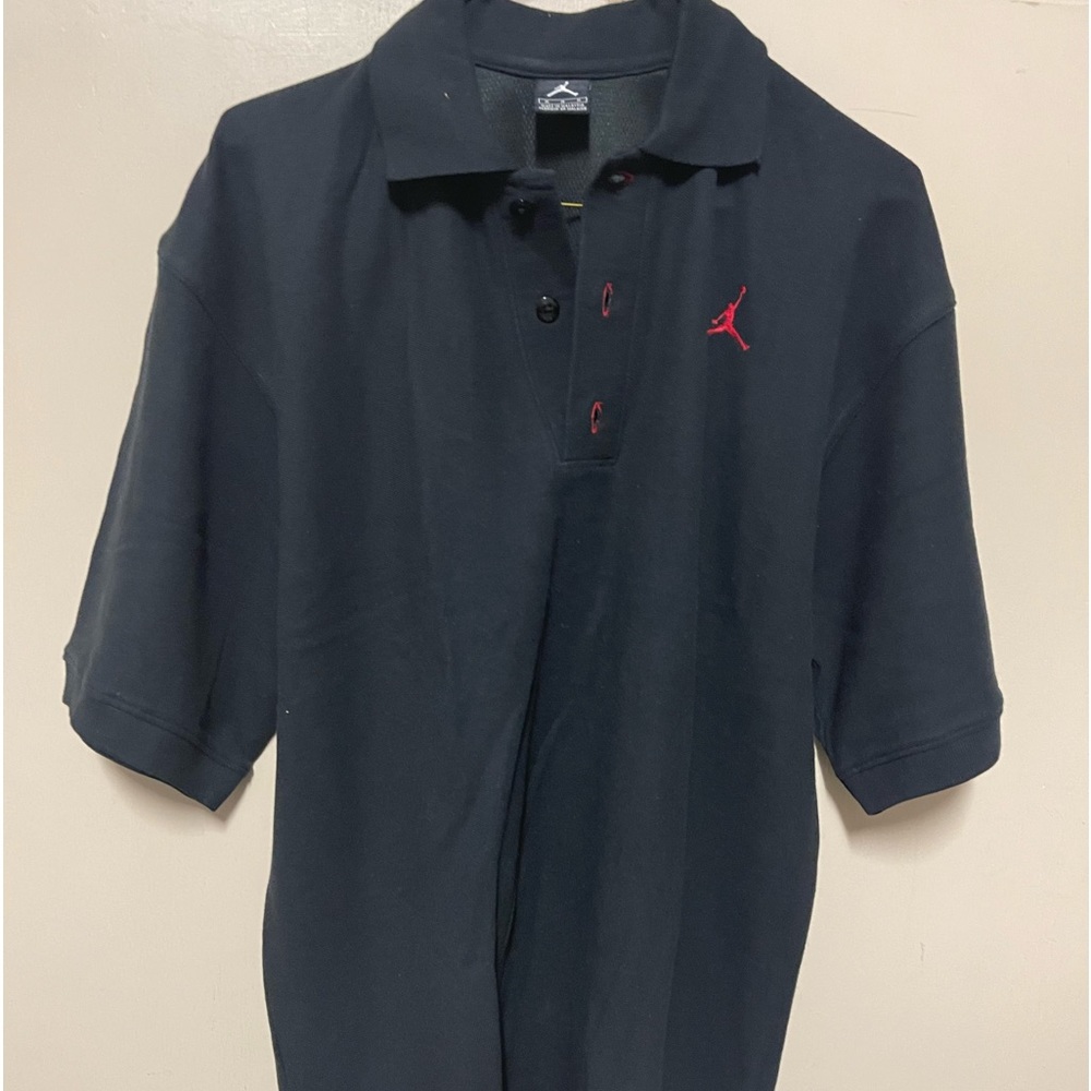 NIKE AIR JORDAN POLO SHIRT BLACK/RED 100% COTTON SIZE MEDIUM MENS